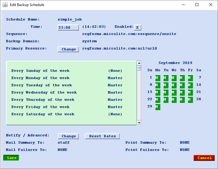 Default Schedule